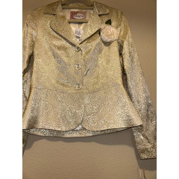 Wendy Hil Champagne  Baroque Mother of Bride Floral Wedding Event Blazer Jacket - Picture 3 of 13